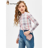 暇步士（Hush Puppies）童装儿童春秋打底衫2024经典半高领打底甜美百搭 杏仁卡其 160cm