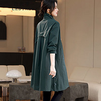衣典零一（LEDIALYI）风衣外套女中长款2024春秋季女装韩版休闲中年小个子薄款大衣 绿色 M（115斤内）