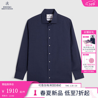 布克兄弟（BrooksBrothers）男士24早春棉宽距领商务正装衬衫 4004-藏青色 14/3/H