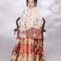 汉客丝路 明制汉服婚服复原兔衔璎珞织金缎马面裙分码现货