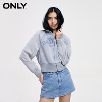 ONLY2024春季潮流休闲字母印花连帽短款开衫卫衣女12419R012 C40 梦幻蓝色 165/84A/M