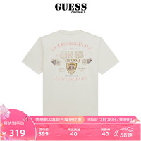 GUESS Originals 24年男士纯棉印花徽章圆领T恤-M4GI04K9XF1 G011-白色 M