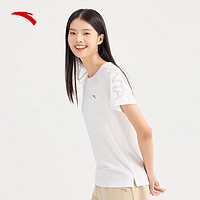 安踏（ANTA）速干T丨薄款吸湿透气短袖t恤女2024夏季跑步运动休闲上衣 雪花白-5 2XL(女180)