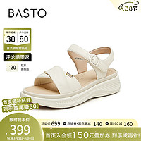 百思图(BASTO)24夏季商场新款时尚休闲厚底运动凉鞋女沙滩凉鞋UCL56BL4 米白