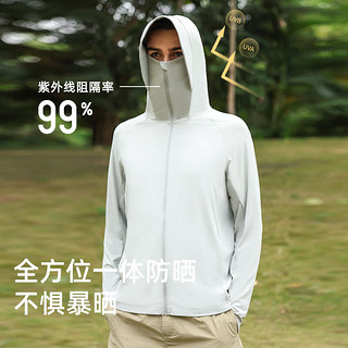 OhSunny防晒衣男春夏户外钓鱼防紫外线大帽檐护脸防晒服外套 暗夜黑 2XL