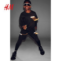 H&M童装男童冬季柔软汗布配短裤保暖运动紧身裤1186915 黑色 140/60