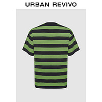 UR2024春季男装时尚条纹撞色口袋棉质圆领短袖T恤UMV440030 绿色条纹 M