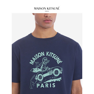 Maison Kitsune 男女同款 SS24春夏赛车狐狸印花圆领T恤 P476【藏蓝色】 XL