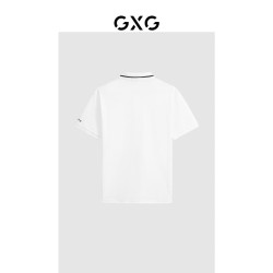GXG 男装 2024年夏季多色男士撞色刺绣时尚休闲翻领Polo衫男短袖 白色 190/XXXL