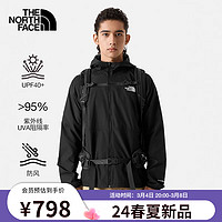 北面（The North Face）防风夹克男UPF40+防晒服防紫外线薄风衣舒适耐穿24春季81PO JK3/黑色 S/165