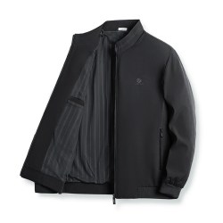 romon罗蒙罗冠爸爸外套夹克衫春秋季中老年男士2023新款中年休闲上衣