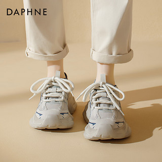 达芙妮（DAPHNE）厚底老爹鞋女2024春季高颜值女鞋增高显脚小轻便休闲运动鞋女 灰蓝色 39