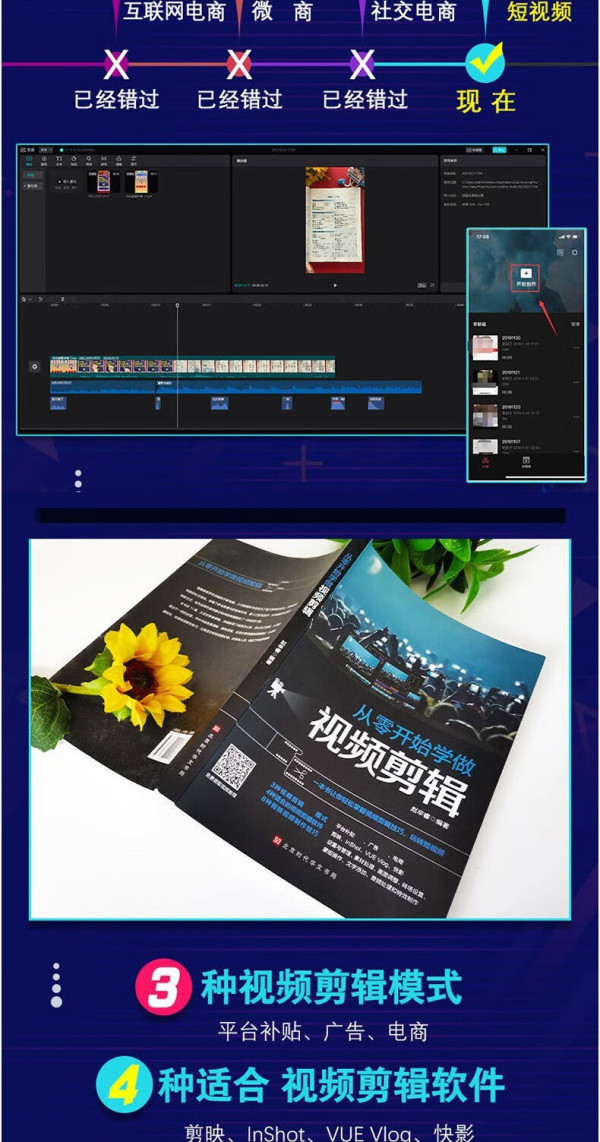 从零开始学做视频剪辑+手机摄影从入门到精通(全2册)实拍技巧 短视频剪辑入门 零基础玩转短视频 手机摄影从入门到精通从零开始学做视频剪辑