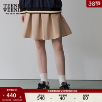 Teenie Weenie小熊2024春季简约学院风系腰带百褶短裙半身裙女 卡其色 165/M