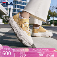 FILA 斐乐 女鞋ROCK岩石鞋帆布鞋2024夏时尚休闲鞋 金杏黄/喷射白-GJ 39