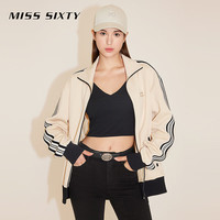 MISS SIXTY2024春季新款休闲外套女复古美式高街运动风拼色拉链
