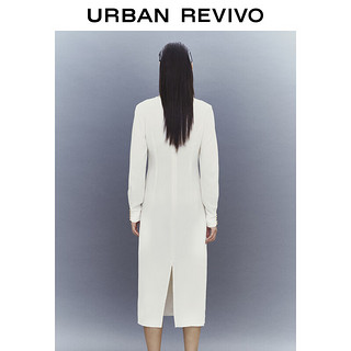 URBAN REVIVO UR2024春季女装优雅气质金属扣收腰中长款连衣裙UWG740025 米白 L