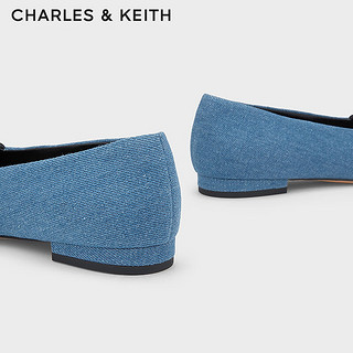 CHARLES&KEITH24春季时尚尖头气质通勤平底单鞋SL1-71790026 Blue蓝色 35