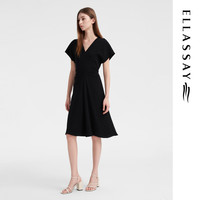 歌力思（ELLASSAY）2024夏季高级感赫本风小黑裙收腰连衣裙女EWB352Y03100 经典黑（3.25） M
