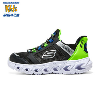 斯凯奇（Skechers）儿童闪穿鞋季男童运动鞋闪灯鞋女童休闲鞋403843L 黑色/柠檬色/BKLM 31码