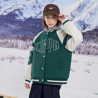 Kappa Kids卡帕POLO冬装休闲外套潮流棒球服男女童夹棉棒球服 墨绿色 120