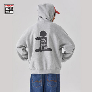 VISION STREET WEAR【2024】美式街头宽松连帽拉链卫衣帽衫外套复刻图案男女同款 灰色 XS