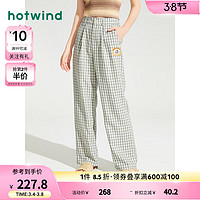 热风2024年夏季女士熊猫插画格子裤 07绿色 M