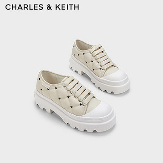 CHARLES&KEITH24春季爱心厚底系带运动鞋CK1-70900506 粉白色Chalk 35