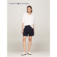 TOMMY HILFIGER24春季女装纯棉休闲条纹刺绣宽松长袖衬衫WW0WW41854 粉白条纹0D1 38 （L）