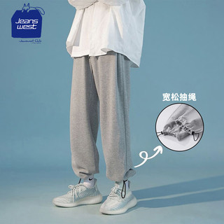 JEANSWEST CLUB裤子男卫裤韩版潮流休闲裤运动裤春秋束脚宽松百搭显瘦 麻灰 L 