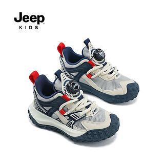 Jeep 吉普 儿童运动鞋2024网面跑步鞋 深蓝红