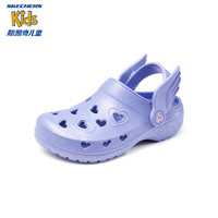 Skechers斯凯奇儿童洞洞鞋舒适一脚蹬轻便防滑疏水沙滩鞋308363L 蓝紫色/PERI 38