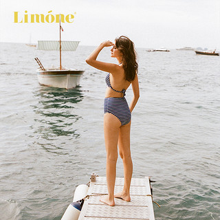 Limone三角杯高腰分体泳衣女温泉聚拢显瘦性感比基尼