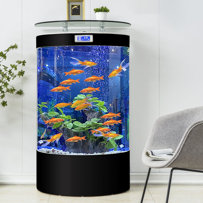 2024智能半圆形客厅小型家用生态金鱼缸懒人半圆型免换水族箱