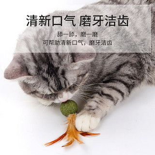 憨憨乐园 猫薄荷球猫咪羽毛玩具球猫咪零食洁齿磨牙去毛球猫草 单个装