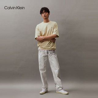 Calvin Klein Jeans24春夏男女中性纯棉通勤字母宽松重磅T恤J400377 LFU-豆汁黄 XL