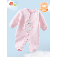 贝贝怡婴儿连体衣秋冬男女宝宝哈衣爬服新生儿包屁衣 浅粉 66cm(身高59-66CM)