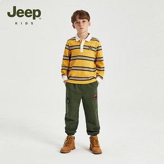 Jeep童装春季儿童裤子休闲运动青少年潮流百搭长裤 和平绿 120cm 