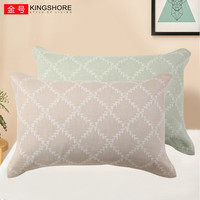 金号枕巾 简约格子纯棉加厚吸汗大枕巾 寝室家用透气枕巾 78*52cm 【网格】棕+绿