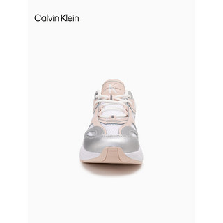 Calvin Klein【】Jeans24春夏女复古撞色拼接网球鞋运动鞋YW01381 02S-月光白/橡皮粉 37