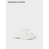 CHARLES&KEITH24春季厚底拖鞋套趾交叉带凉鞋女CK1-80580142 White白色 38