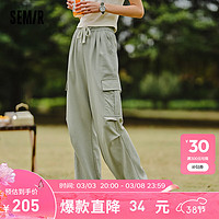 森马（Semir）休闲裤女复古工装裤夏季2024百搭阔腿裤ins潮 军绿40697 160/66A/M