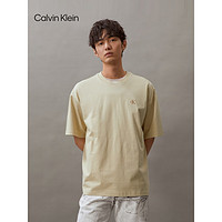 Calvin Klein Jeans24春夏男女中性纯棉通勤字母宽松重磅T恤J400377 LFU-豆汁黄 M