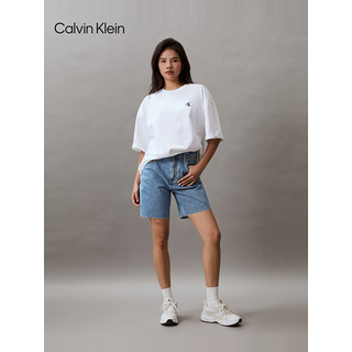 Calvin Klein Jeans24春夏男女中性纯棉通勤字母宽松重磅T恤J400377 YAF-月光白 S