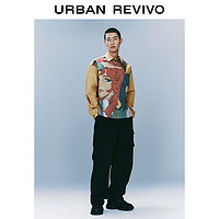 URBAN REVIVO UR2024春季男装趣味漫画印花超宽松长袖开襟衬衫UMV240009 土黄印花 M