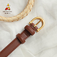 稻草人女士皮带复古文艺简约百搭韩国腰带女酷ins风裤带2023 棕色 105cm