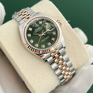 劳力士（ROLEX）女装日志型系列表径28mm自动机械女表商务时尚休闲瑞士表物 绿盘钻刻-玫瑰金m279171-0007