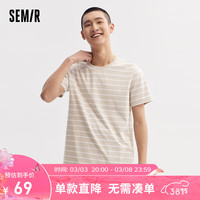 森马(Semir)短袖T恤男夏季宽松时尚印花中性风上衣吸湿排汗棋盘格情侣装 绿白色调00341 175/92A/L