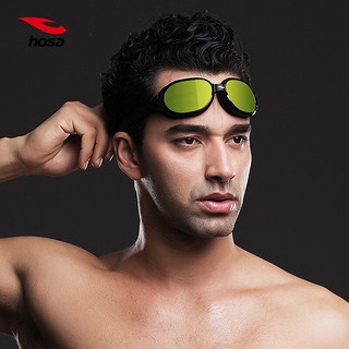 浩沙（hosa） 大框泳镜 平光高清防雾镀膜舒适游泳镜 男女通用专业游泳眼镜 黑色