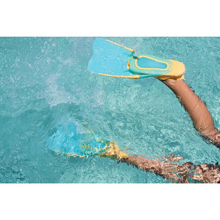 DECATHLON 迪卡侬 成人儿童潜水脚蹼浮潜游泳脚蹼男童女童SUBEA儿童黄蓝拼接（32-33码）5-2685031